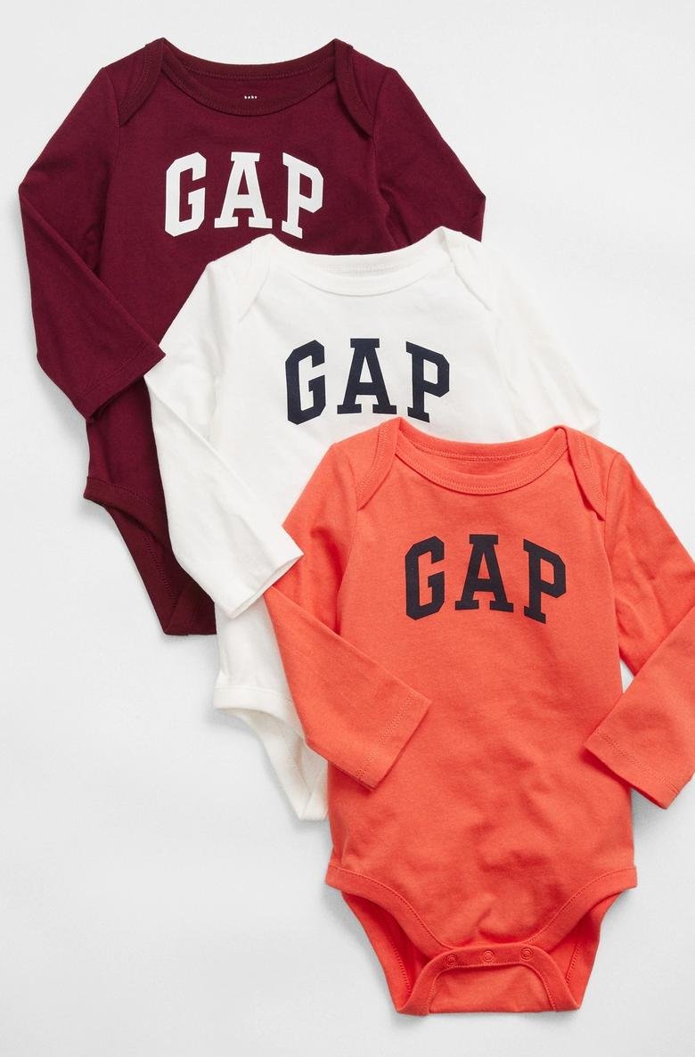  3'lü Baby Gap Logo Bodysuit
