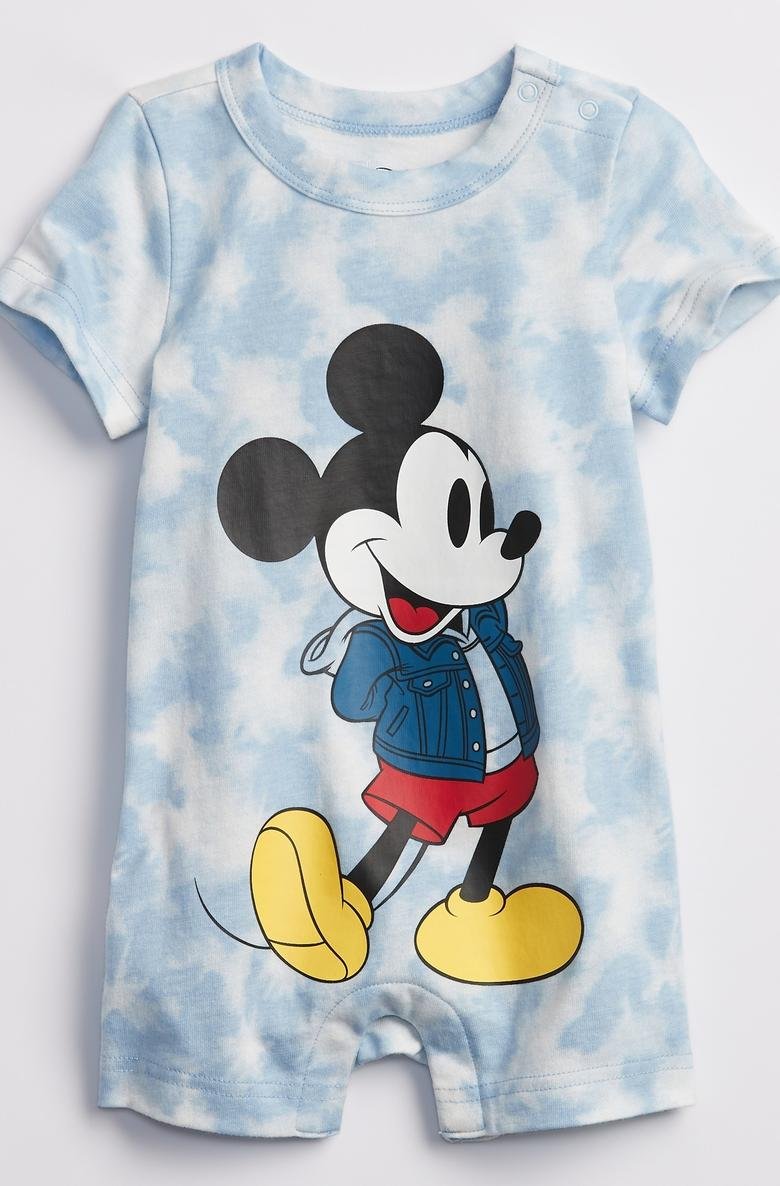  Disney Mickey Mouse Grafik Baskılı Batik Desenli Tulum