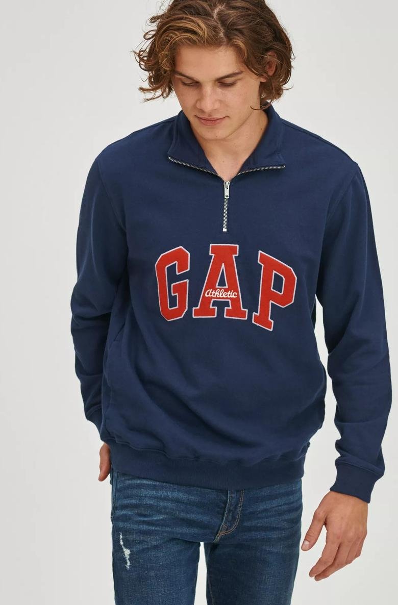  Vintage Gap Logo Yarım Fermuarlı Sweatshirt