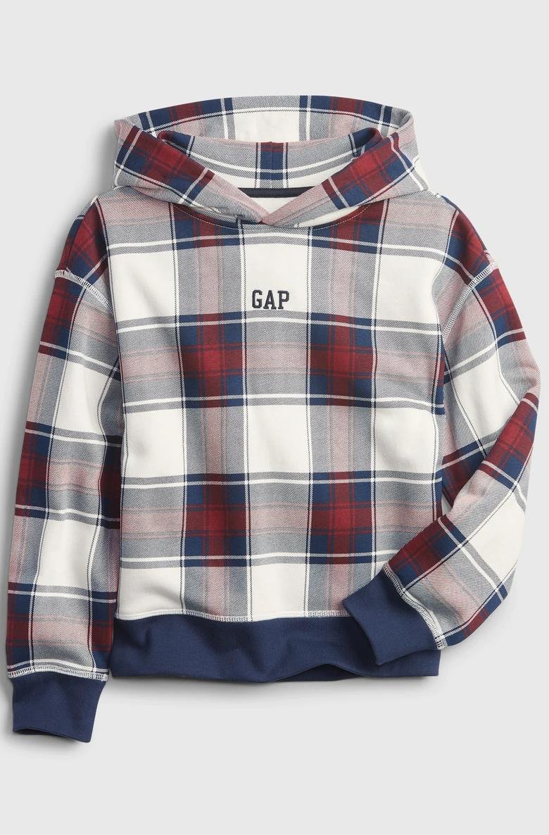  Gap Logo Ekose Kapüşonlu Sweatshirt