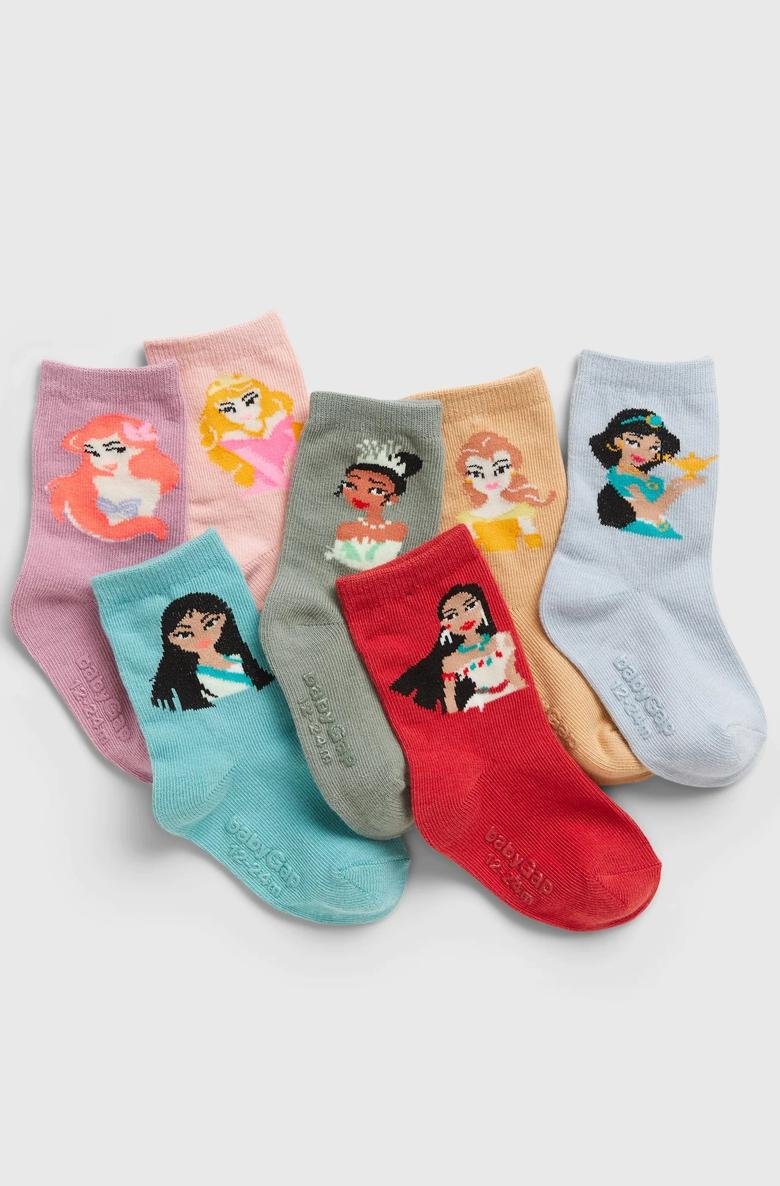  Disney Princess Grafik Baskılı Çorap (7'li Paket)