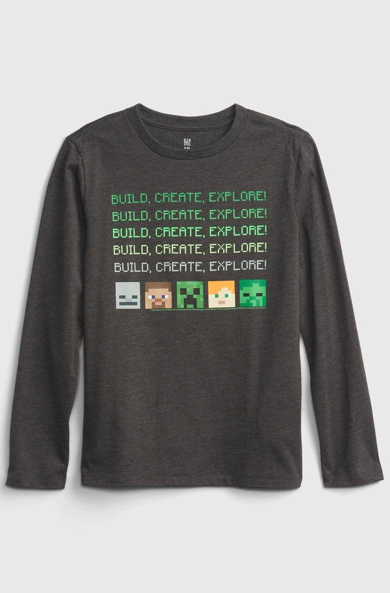 Minecraft 100% Organik Pamuk Grafik Baskılı T-Shirt