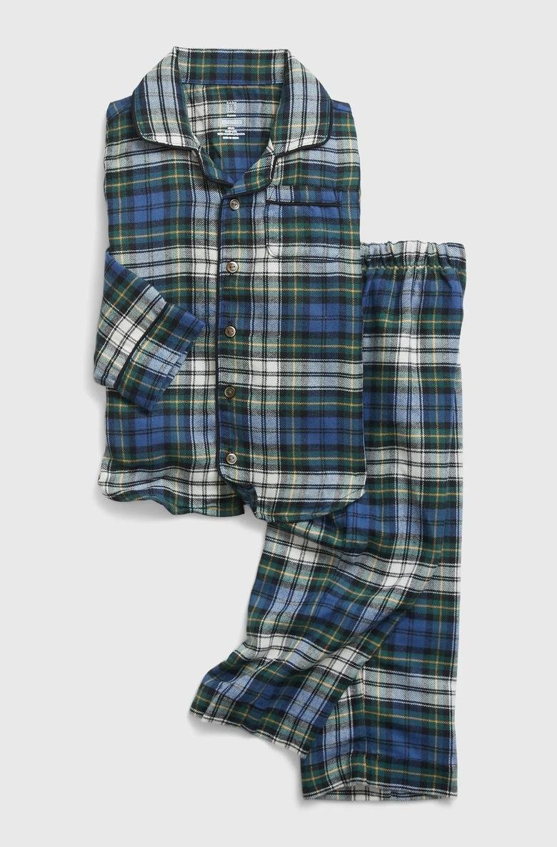  100% Geri Dönüştürülmüş Ekose Baskılı Pijama Seti