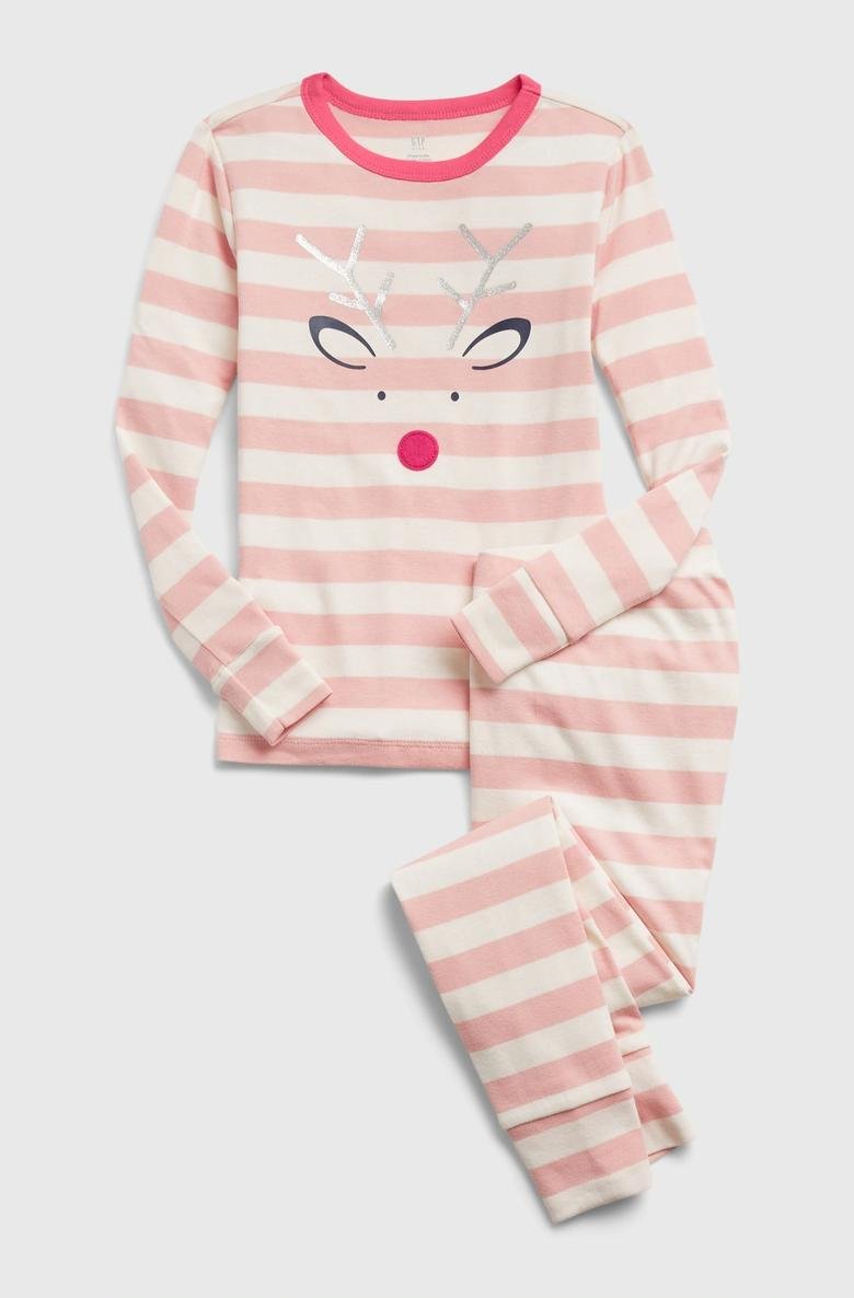  100% Organik Pamuk Noel Grafik Baskılı Pijama Takımı