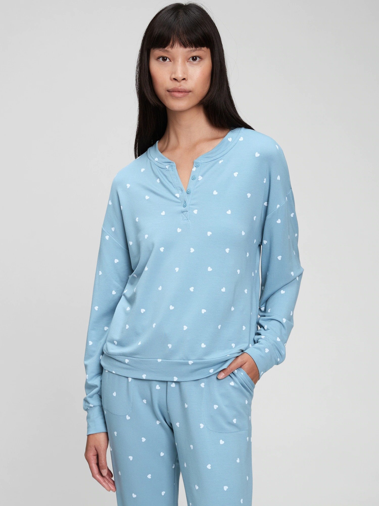 LENZING™ Super Soft Havlu Kumaş Henley Pijama Üstü product image