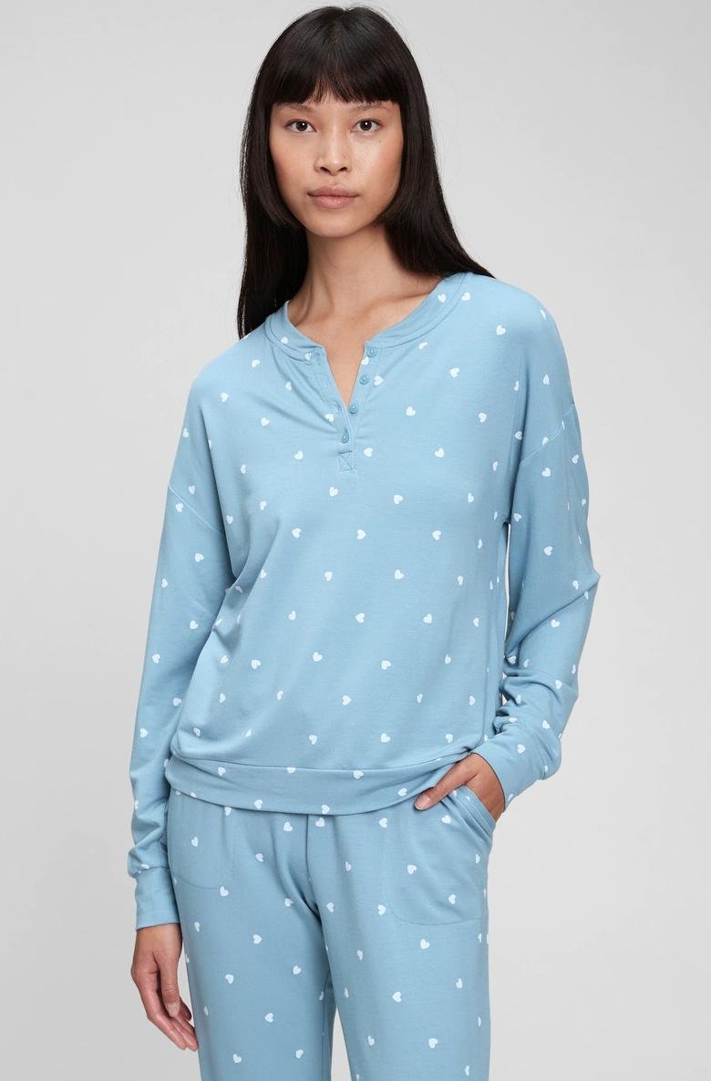  LENZING™ Super Soft Havlu Kumaş Henley Pijama Üstü