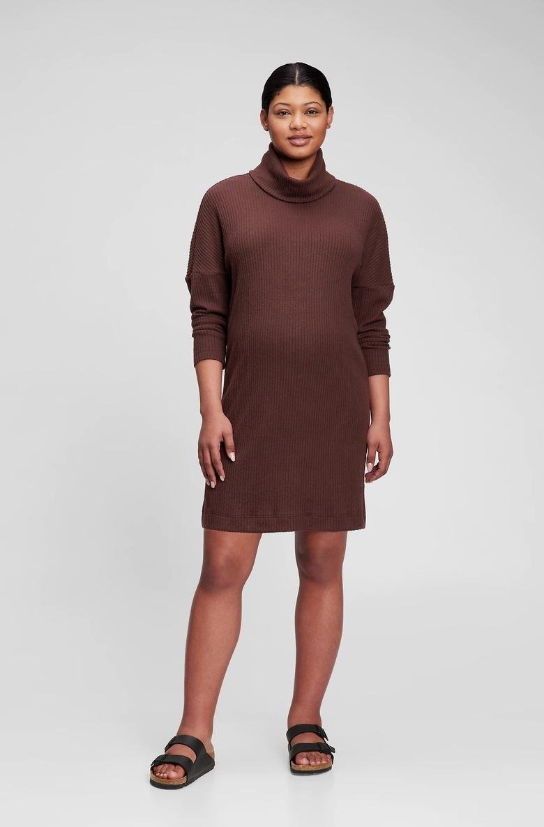  Maternity Cozy Ribbed Elbise