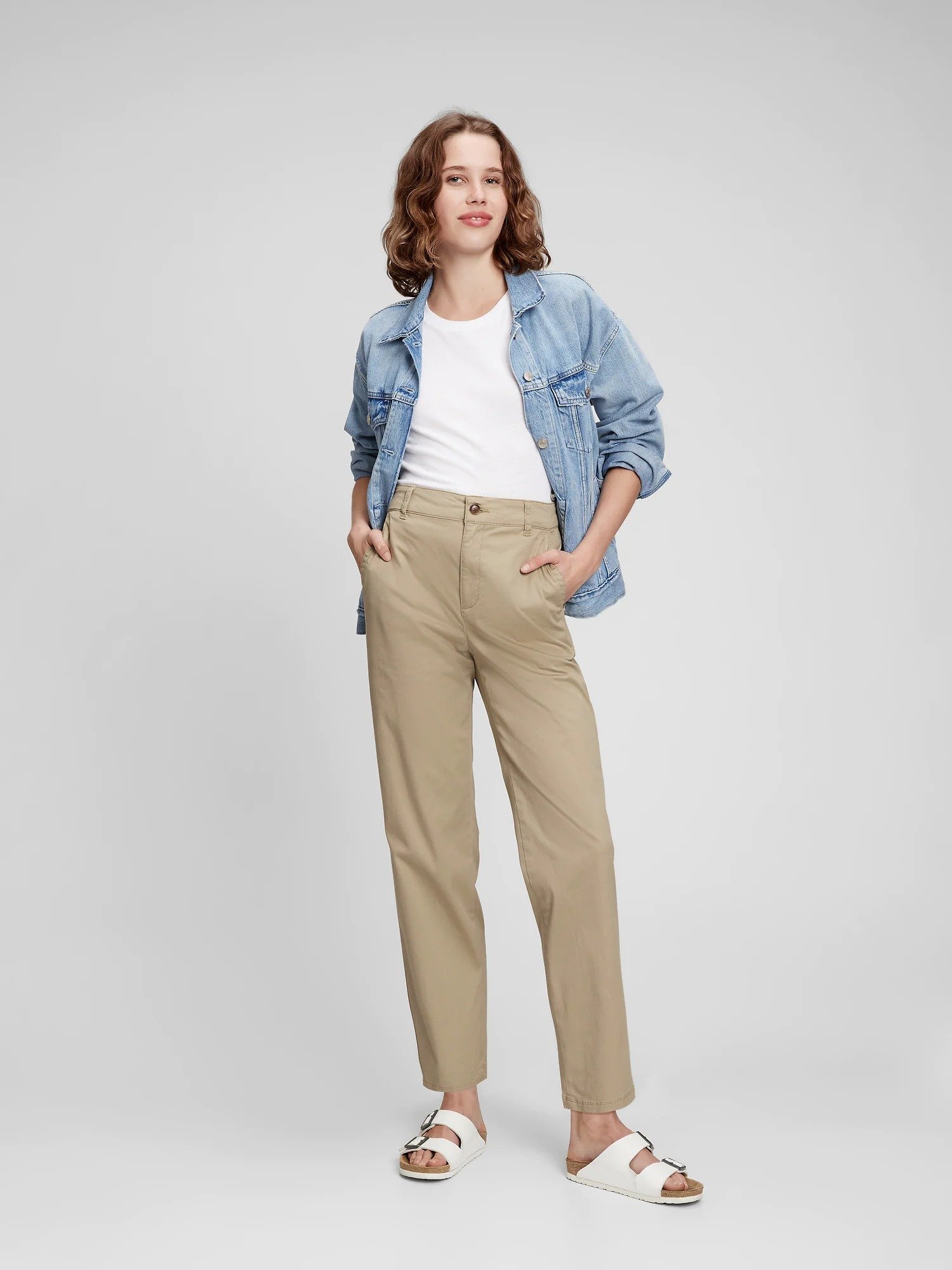 High Rise Girlfriend Washwell Khaki Pantolon product image