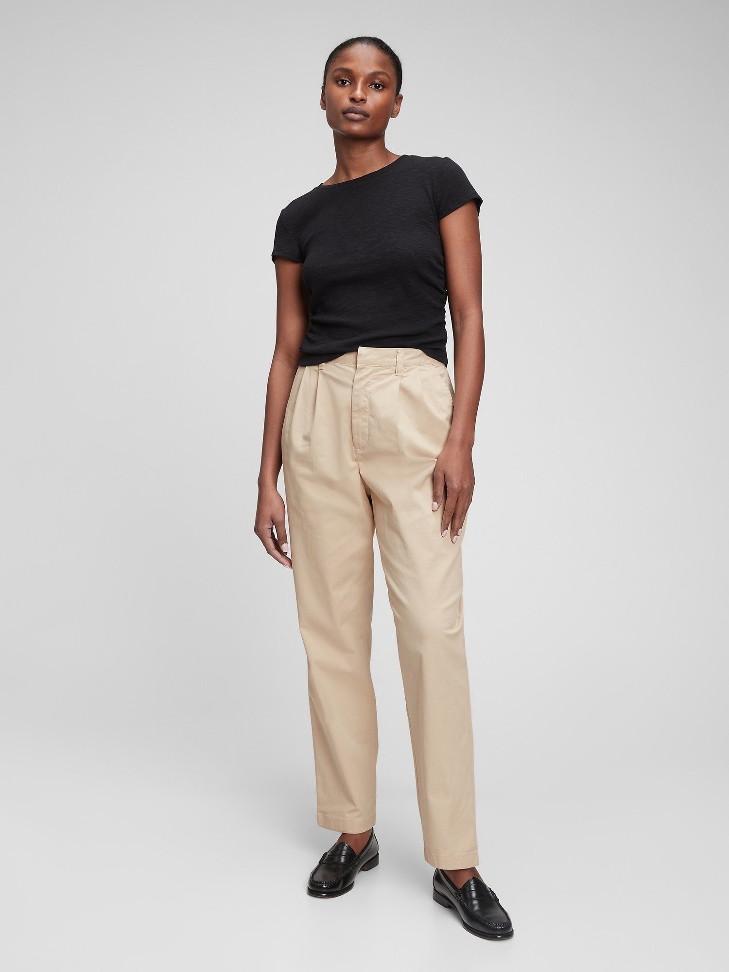 High Rise Pleated Washwell™ Khaki Pantolon product image