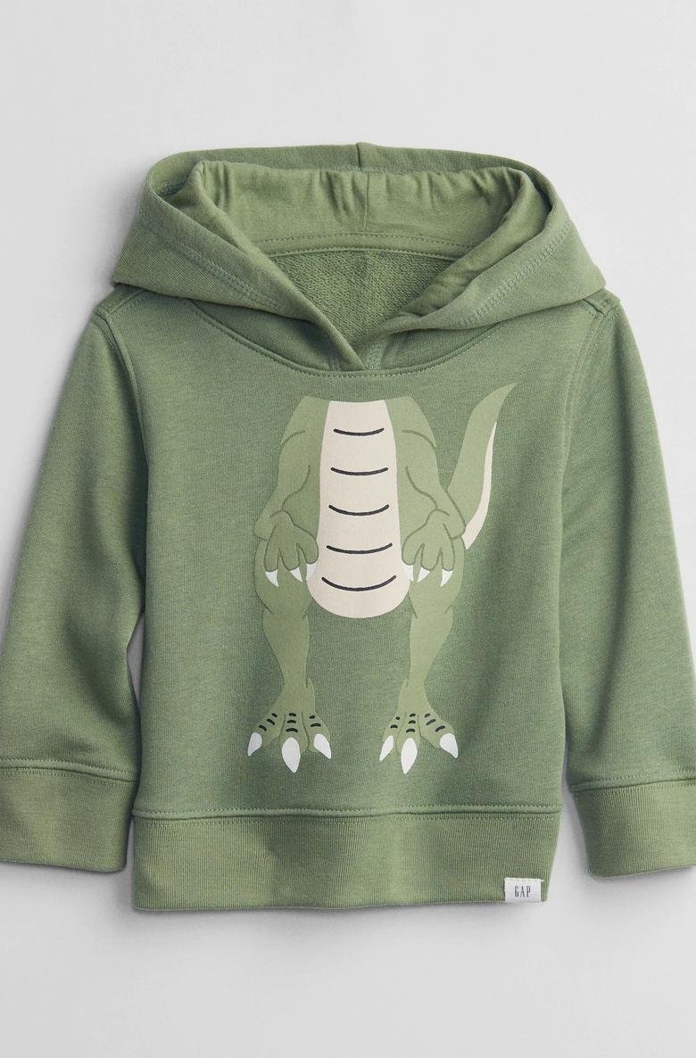  3D Dino Grafik Kapüşonlu Sweatshirt