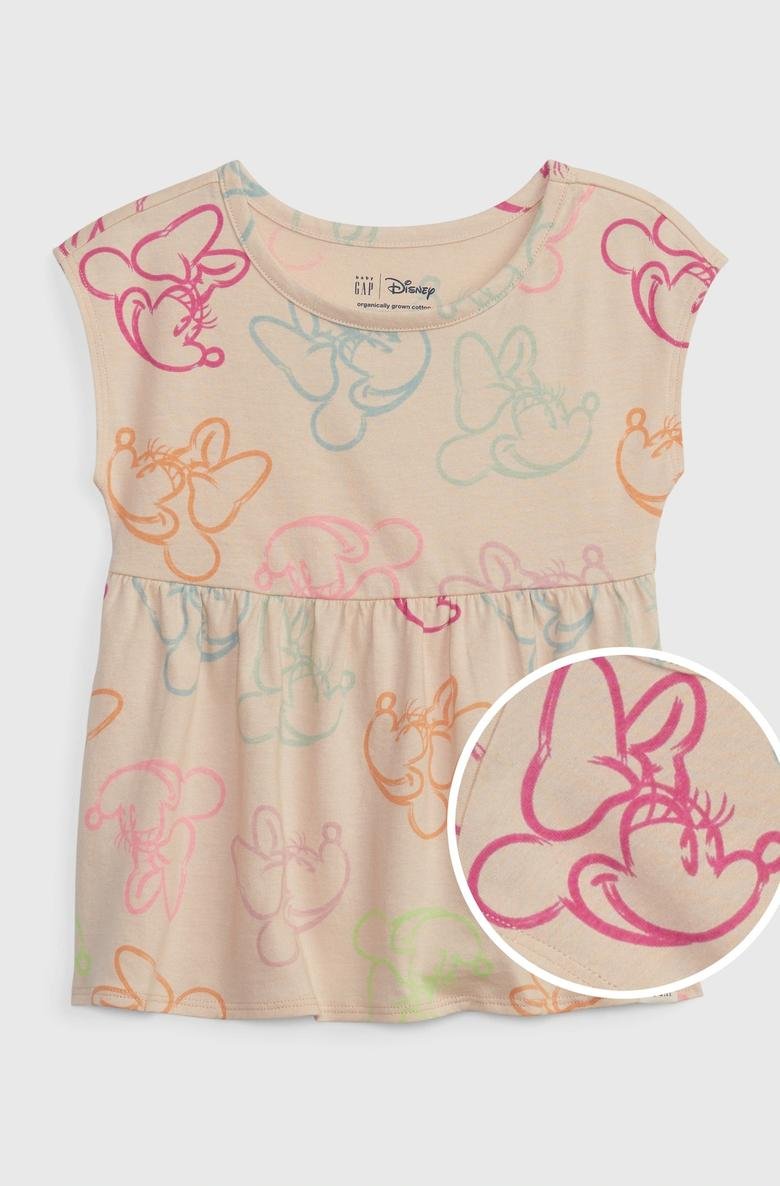  Disney Minnie Mouse Grafik Baskılı Peplum T-Shirt