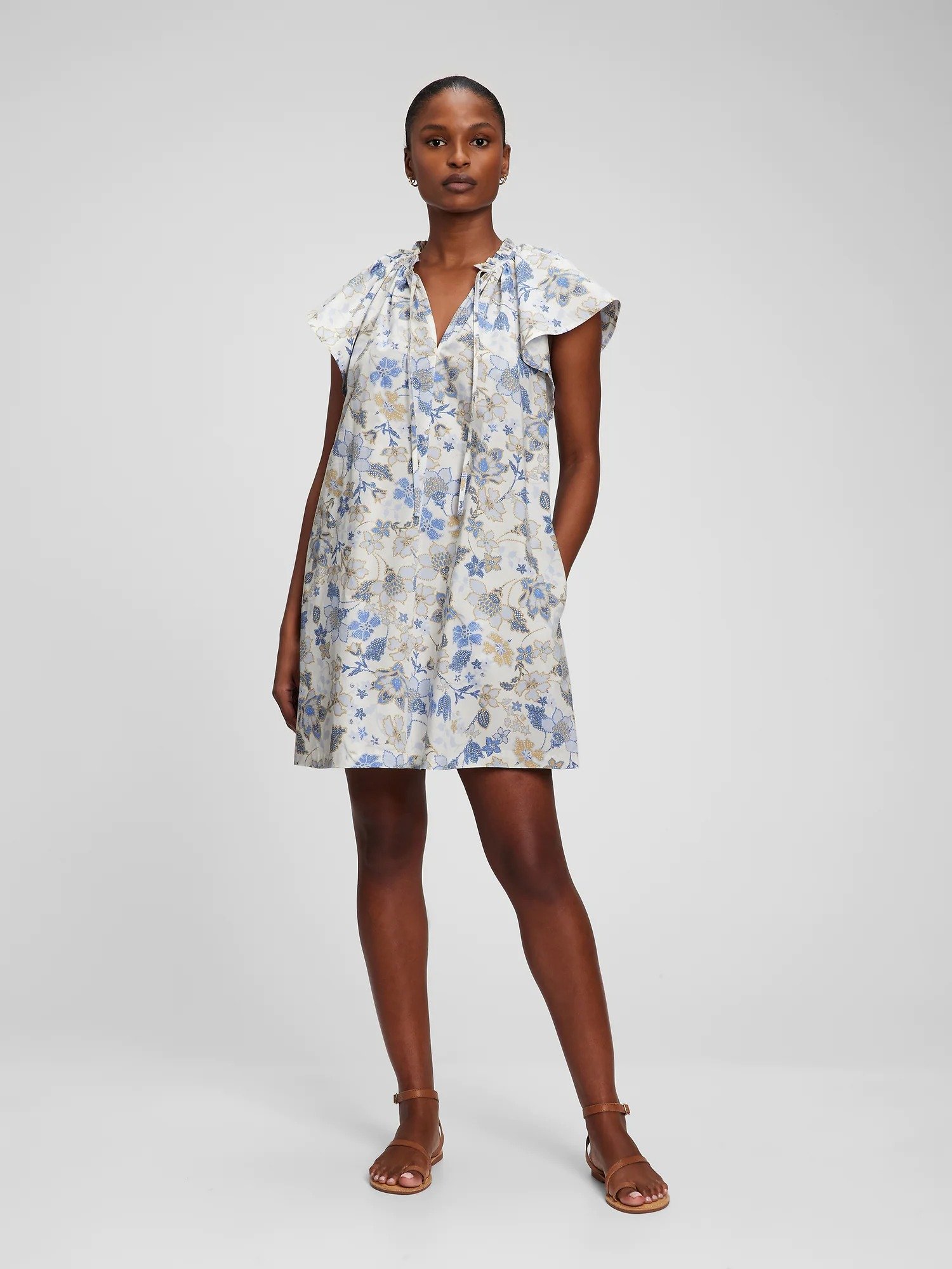 Fırfır Detaylı V Yaka Mini Elbise product image