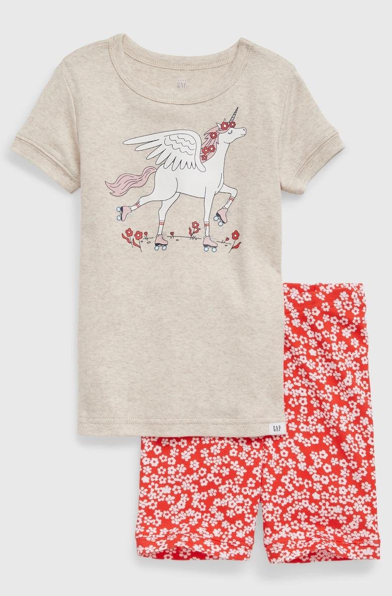  100% Organik Pamuk Unicorn Grafik Baskılı Pijama Seti