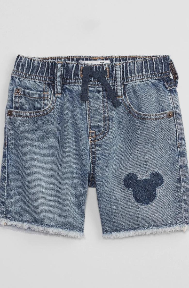  Disney Mickey Mouse Grafik Baskılı Pull On Jean Şort