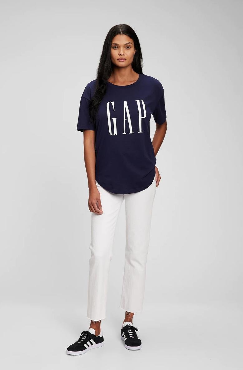  %100 Organik Pamuk Gap Logo Oversize T-Shirt