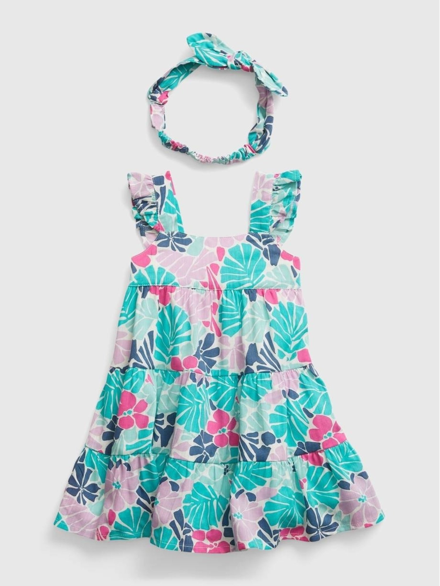 Tropikal Desenli 2'li Elbise Set product image