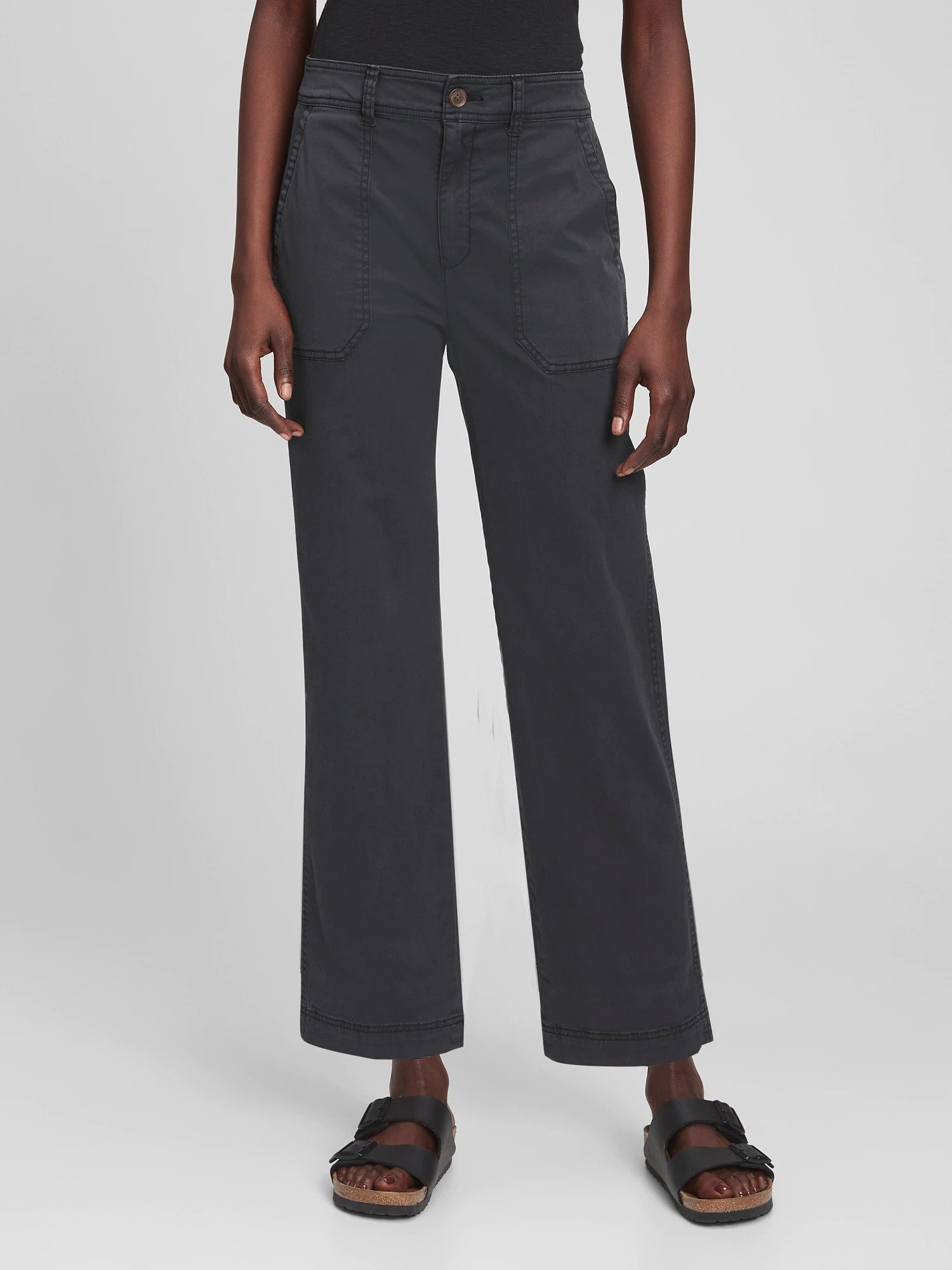 High Rise Girlfriend Washwell Utility Khaki Pantolon product image