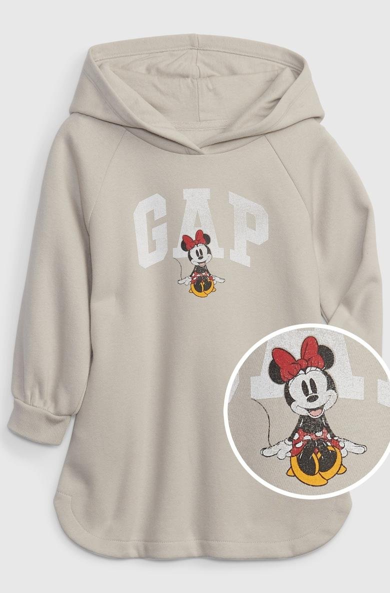  Disney Baskılı Gap Logo Kapüşonlu Sweatshirt Elbise