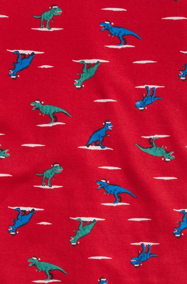  %100 Organik Pamuk Yılbaşı T-Rex Pijama Takımı