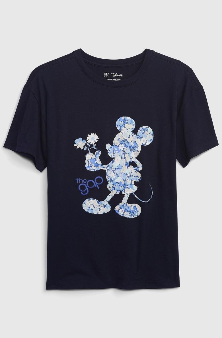  %100 Organik Pamuk Çiçek Baskılı Disney Mickey Mouse T-Shirt