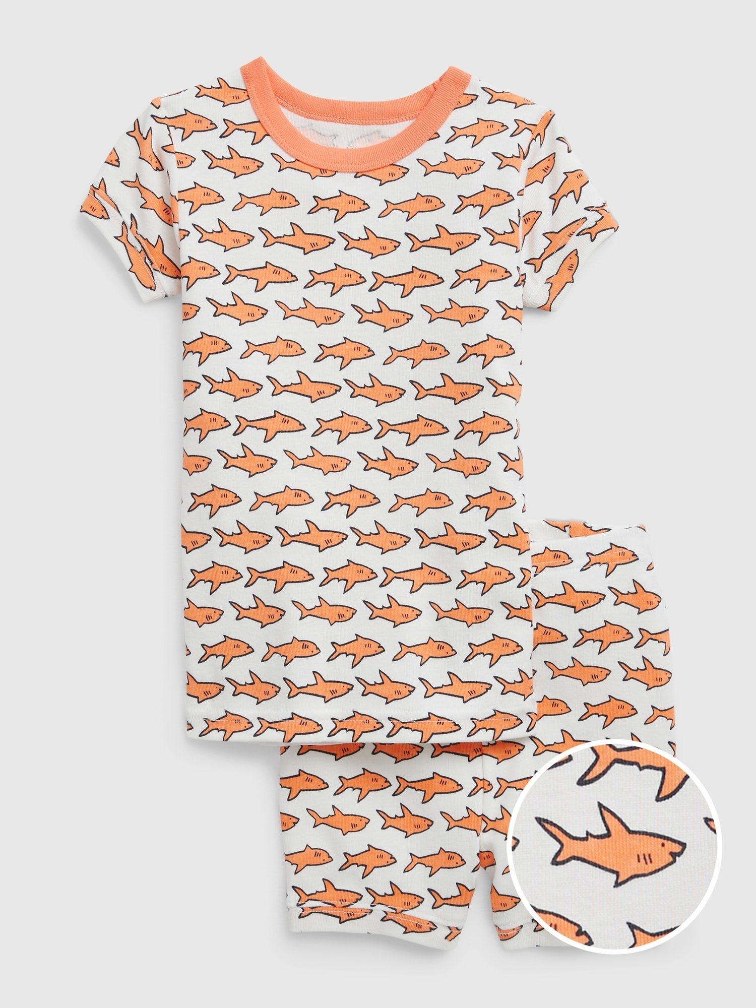 %100 Organik Pamuk Köpek Balığı Desenli Pijama Şort Takım product image