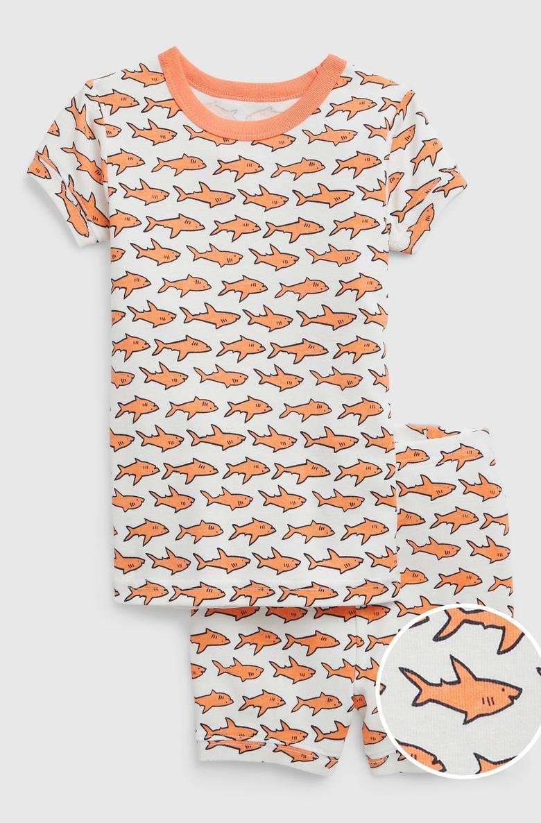  %100 Organik Pamuk Köpek Balığı Desenli Pijama Şort Takım