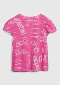 Gap × Barbie™ Logo %100 Organik Pamuk Kabarık Kol T-Shirt