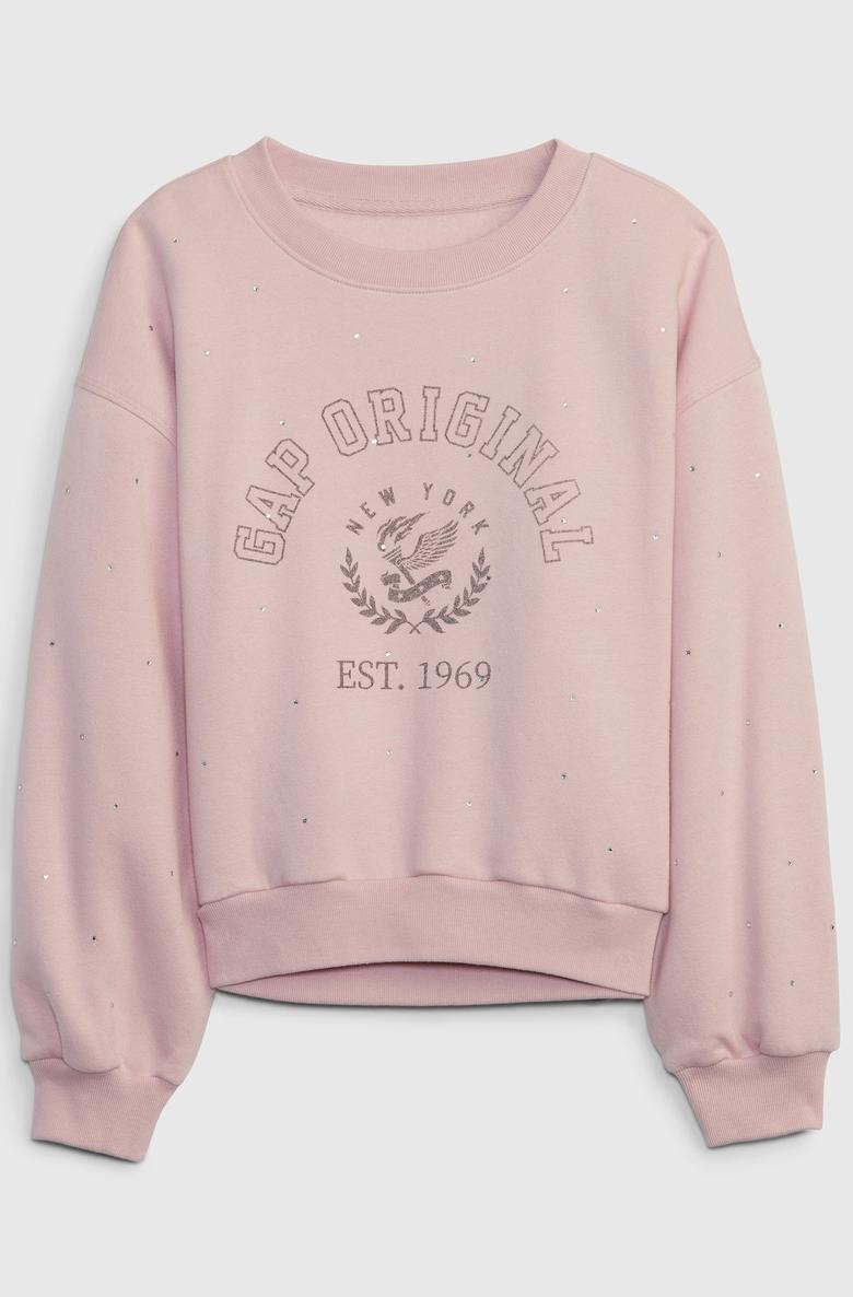  Parlak Taş Detaylı Gap Logo Crop Sweatshirt