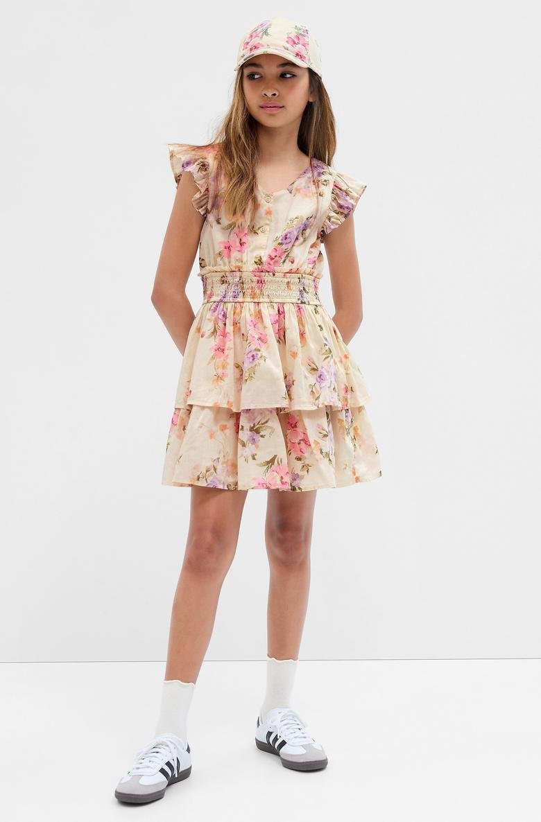  Gap × LoveShackFancy Çiçekli Fırfırlı Mini Elbise