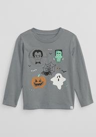 İnteraktif Cadılar Bayramı Grafikli T-Shirt