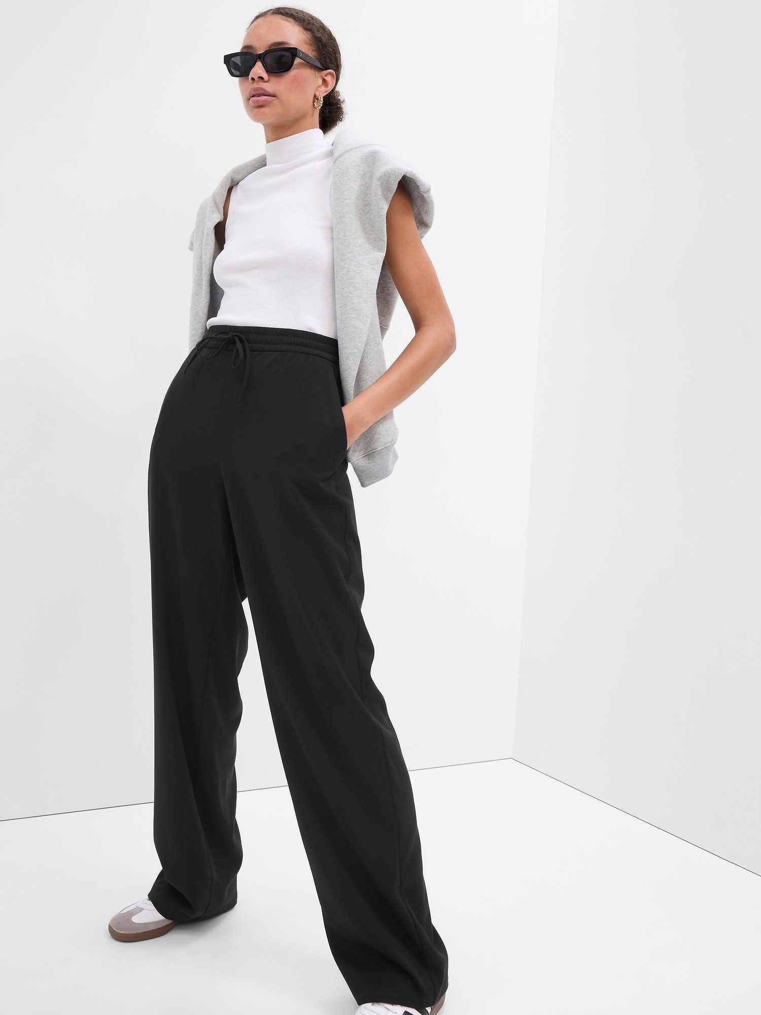 Mid Rise Easy Wide-Leg Twill Pantolon product image
