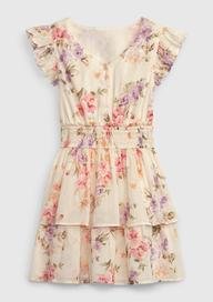 Gap × LoveShackFancy Çiçekli Fırfırlı Mini Elbise