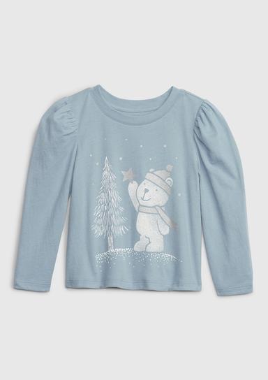 Organik Pamuk Mix and Match Balon Kol Grafikli T-Shirt