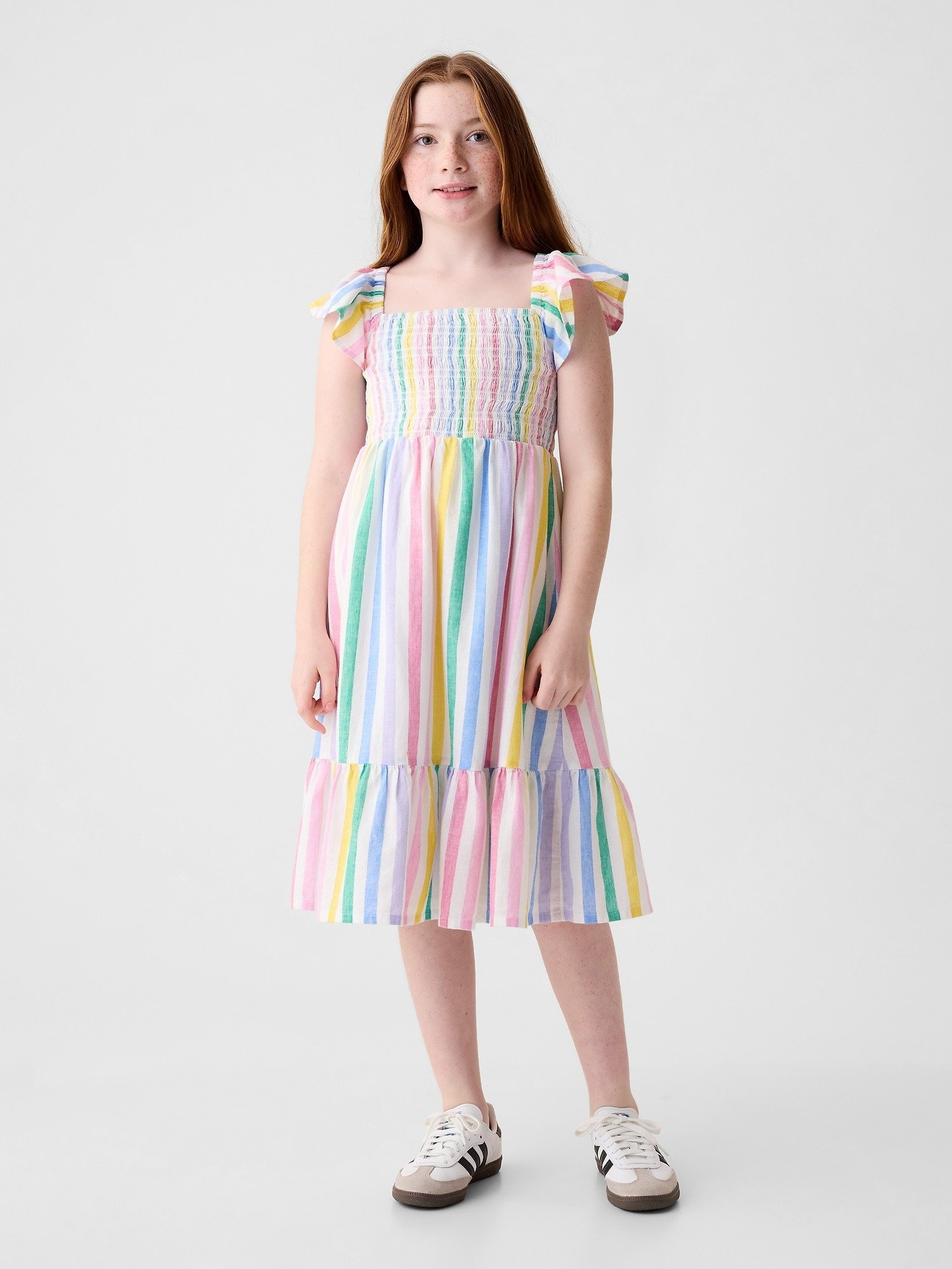 Fırfır Kollu Desenli Elbise product image