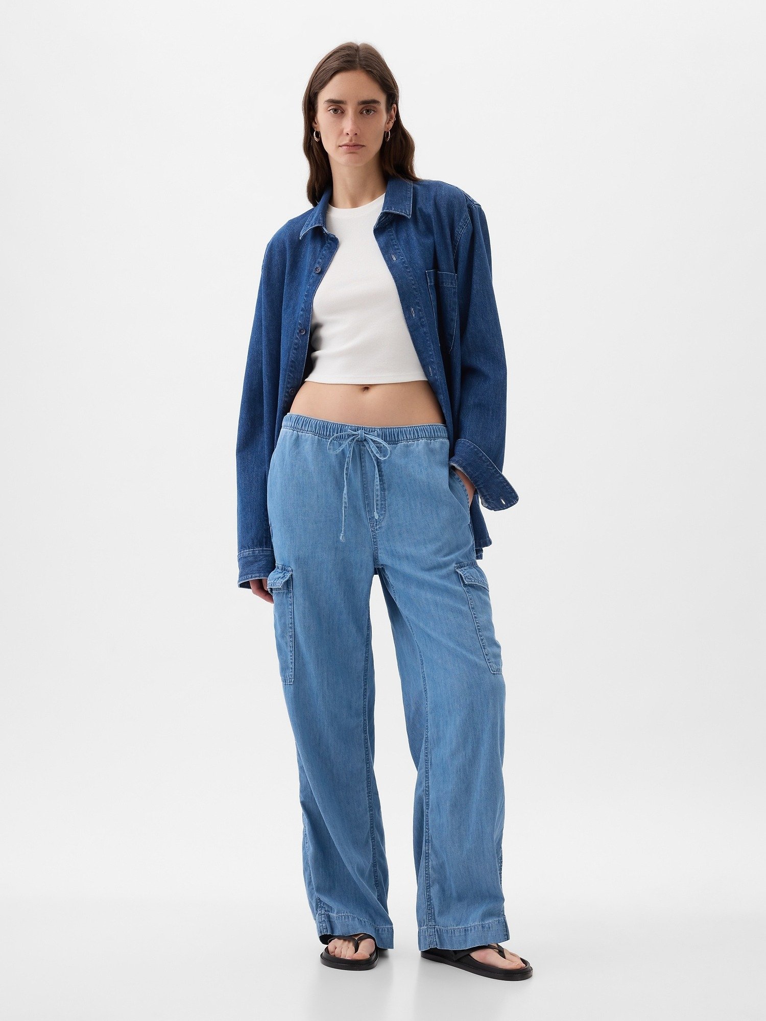 High Rise Pull-On Kargo Jean Pantolon product image