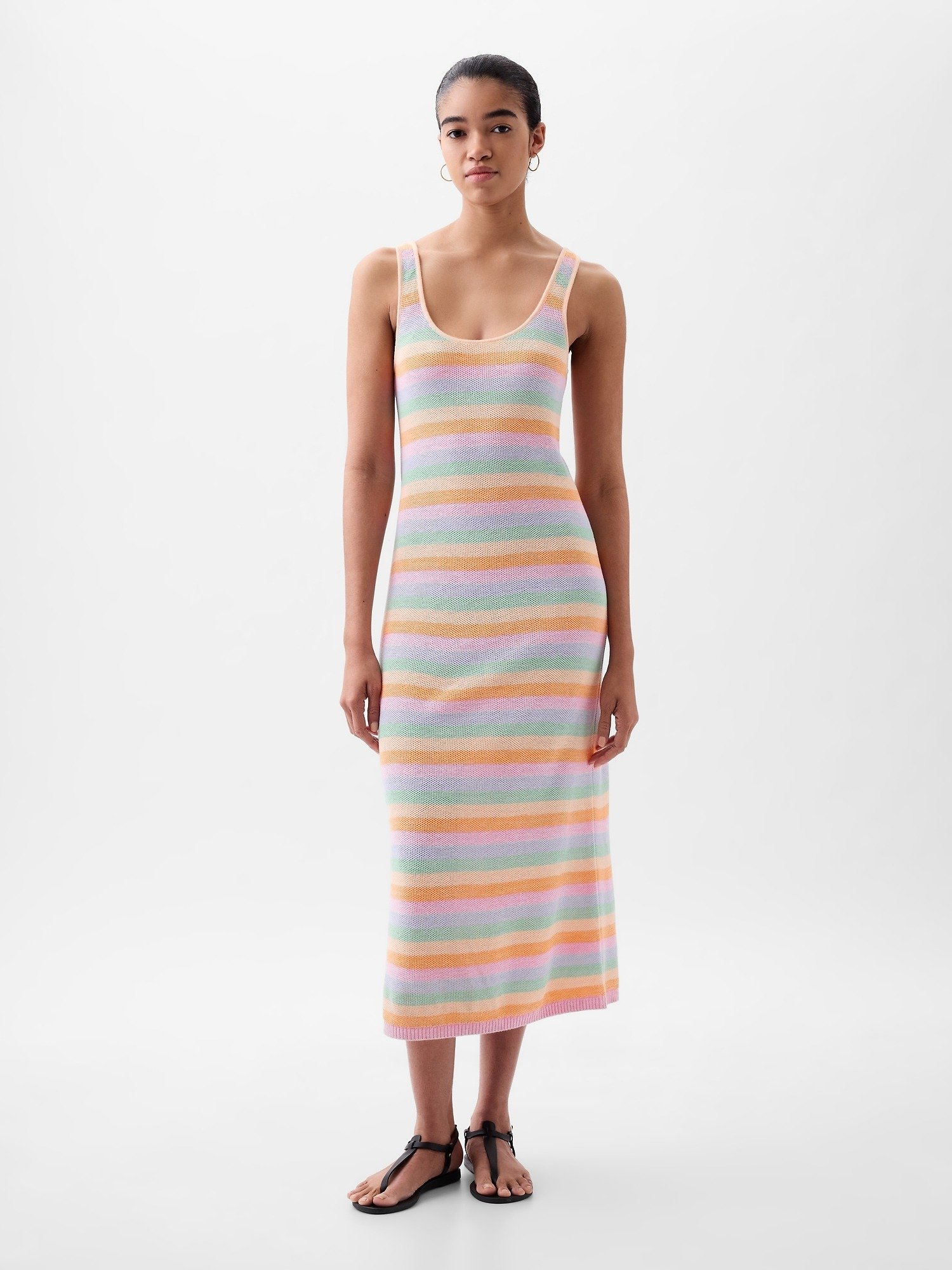 Keten Karışımlı Triko Midi Elbise product image