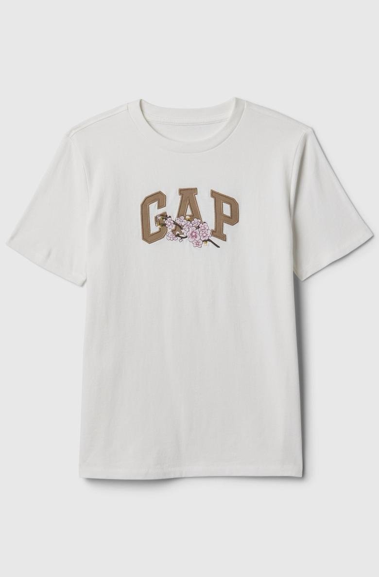  Gap Logo Çiçek İşlemeli T-Shirt