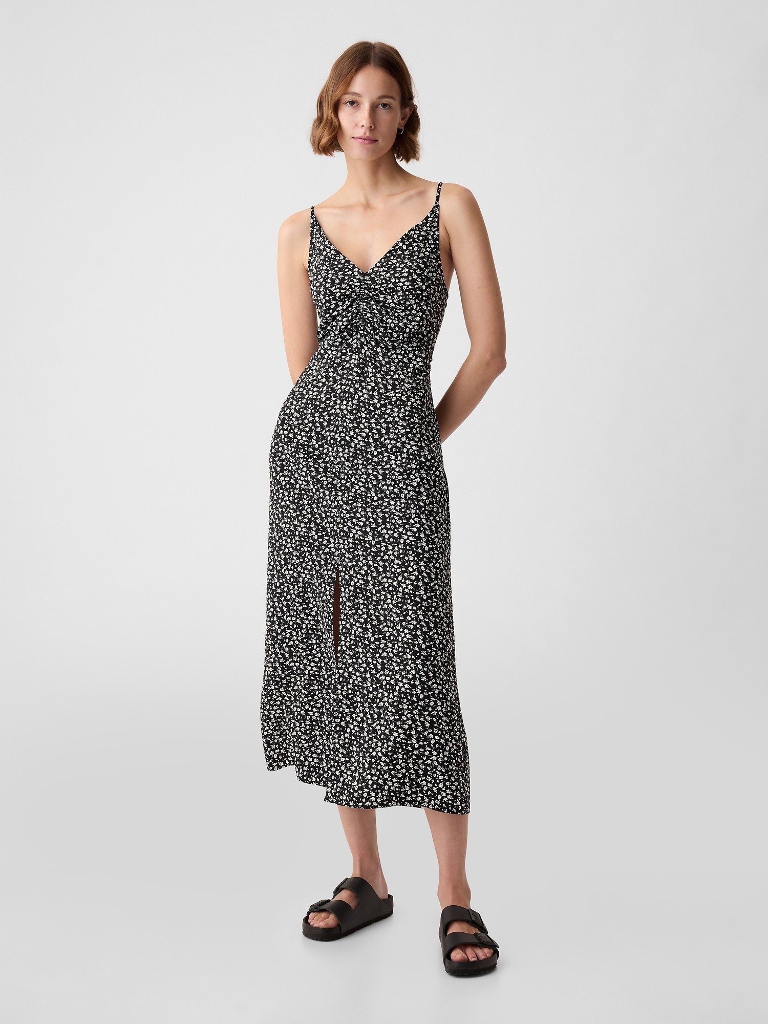 Yırtmaçlı Askılı Midi Elbise product image