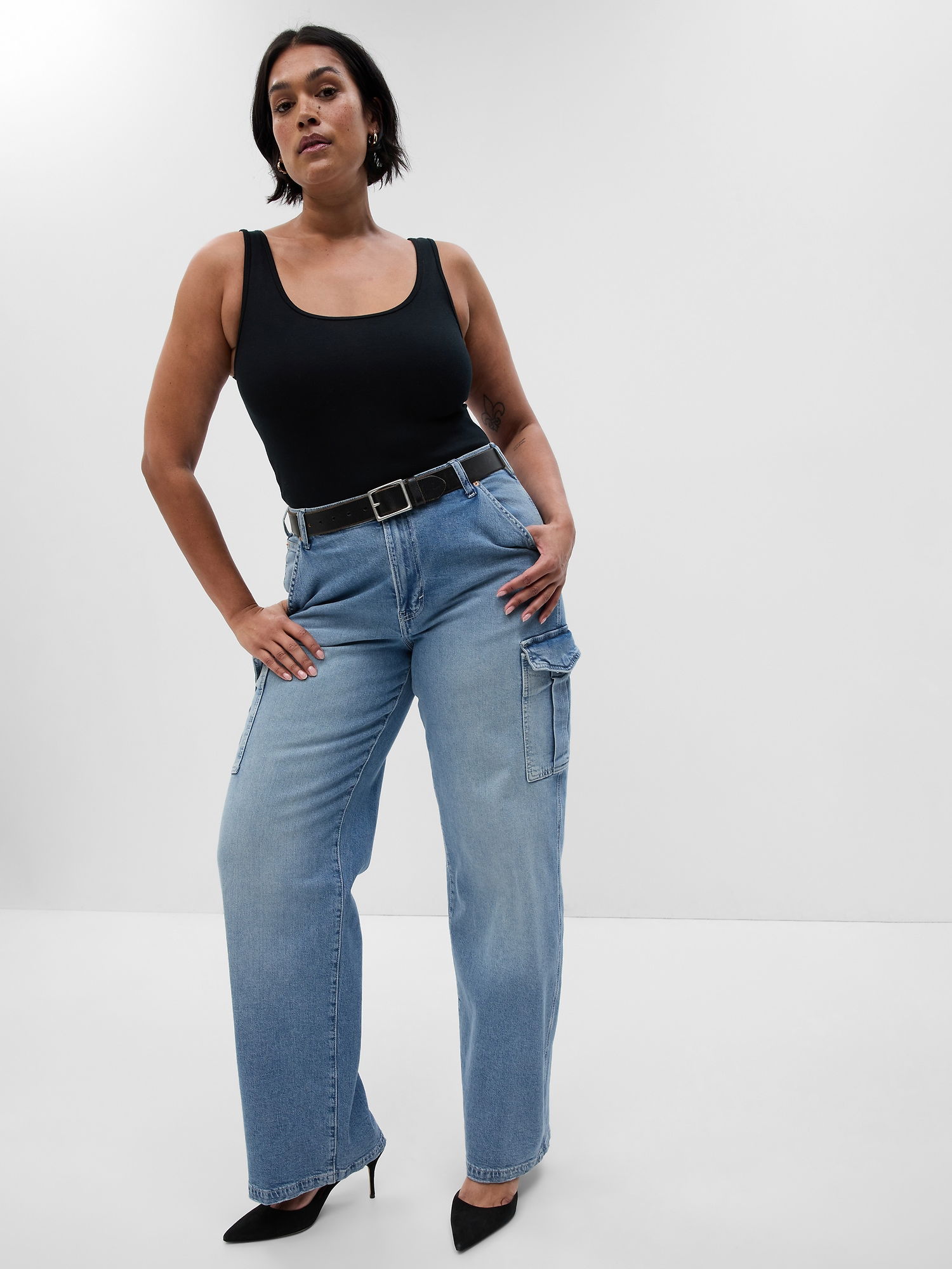 Mid Rise &#39;90s Loose Kargo Jean Pantolon_3