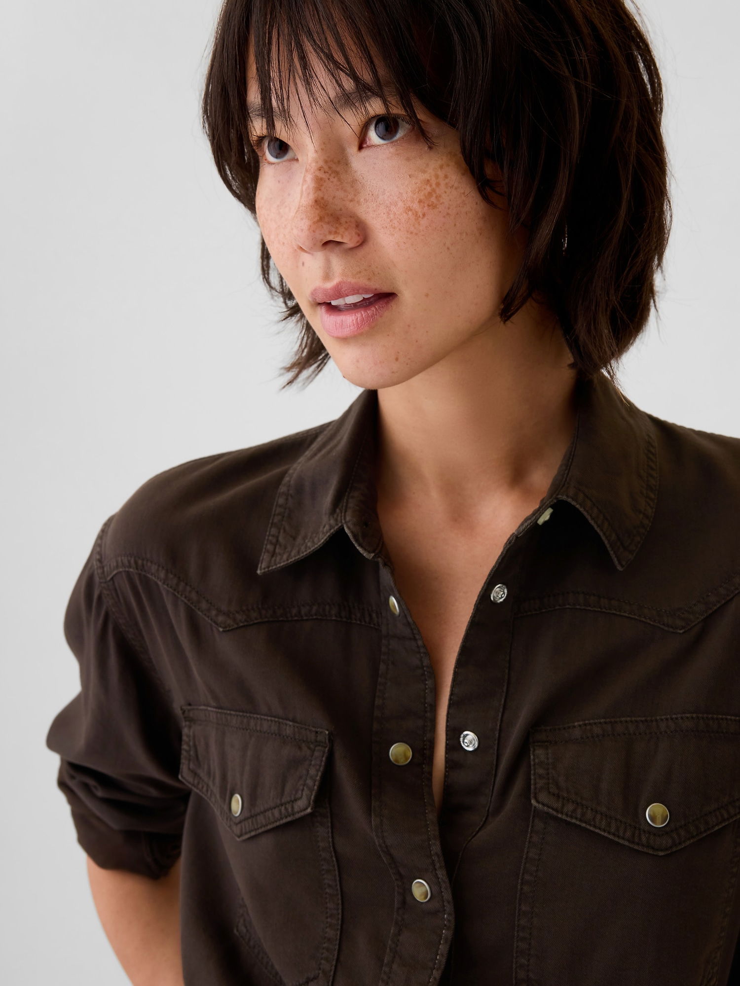 LS CROPPED DENIM WESTERN SHIRT - BROWN NOIR_2
