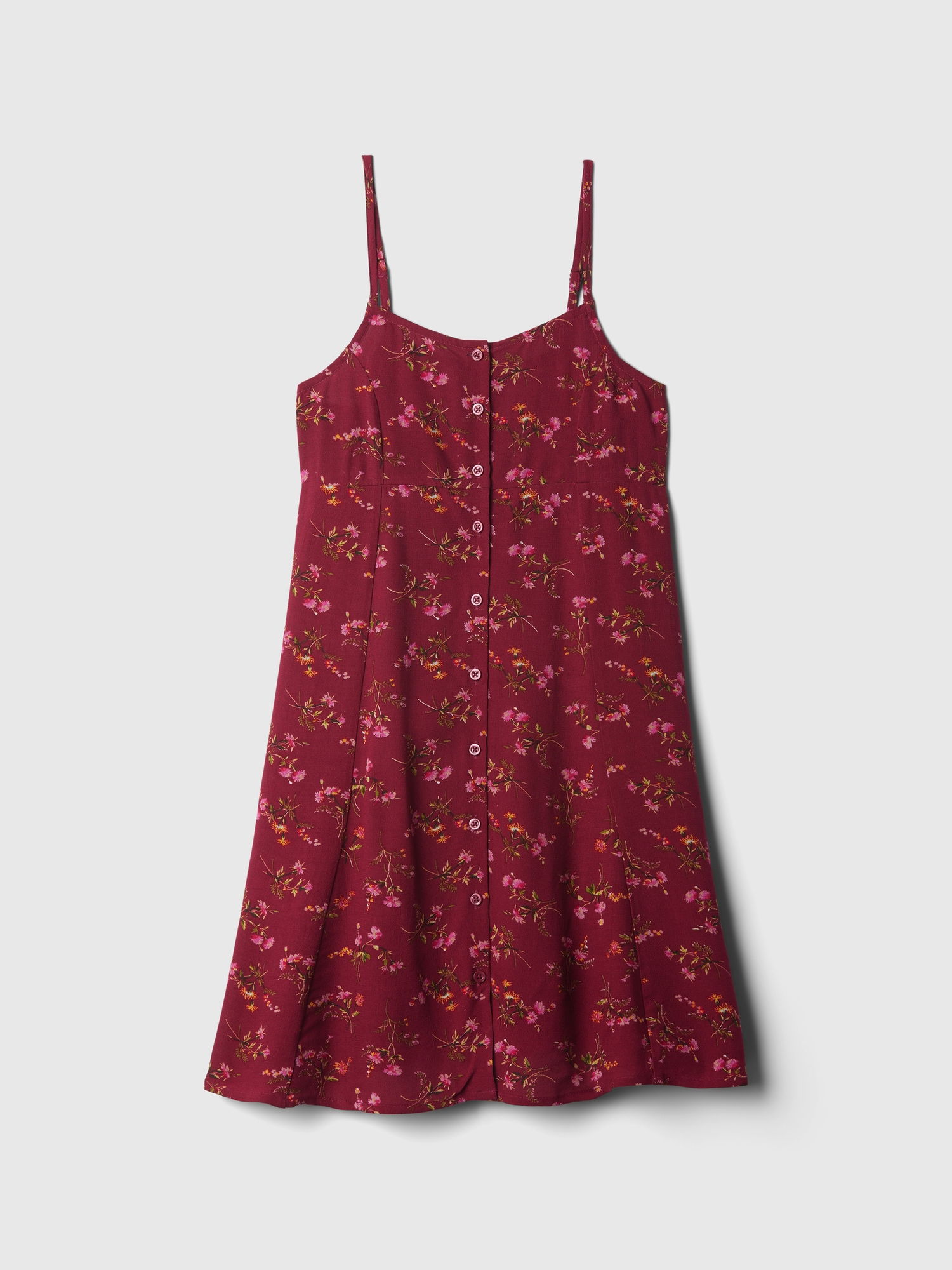 Çiçek Desenli Düğmeli Slip Elbise_1