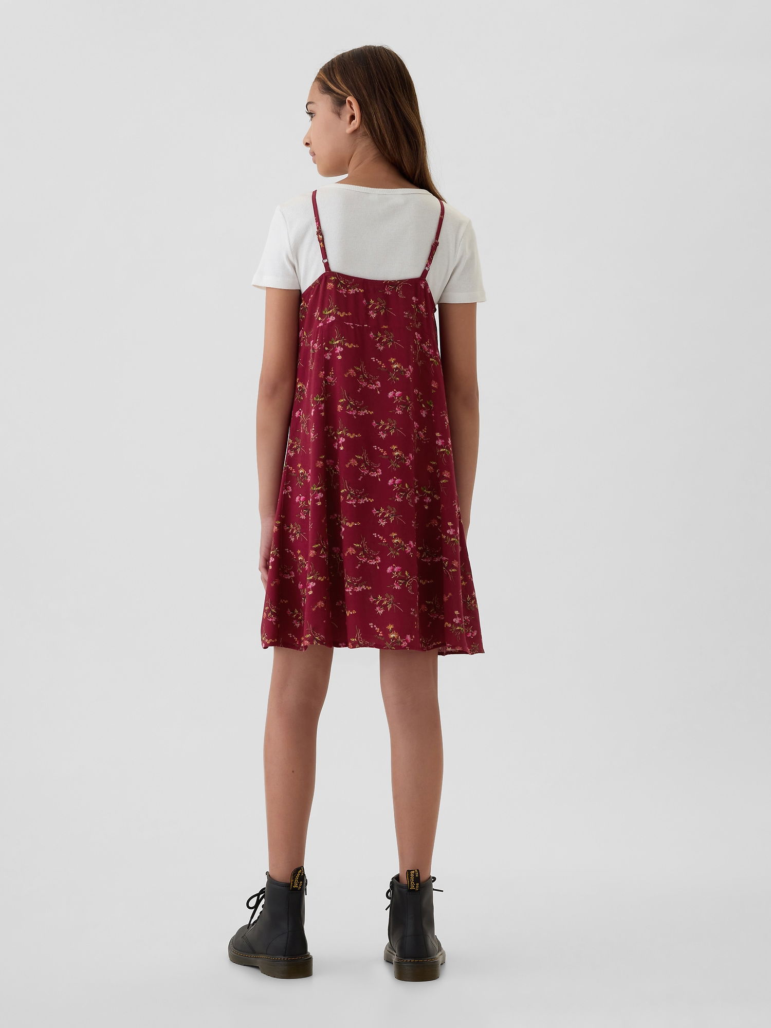 Çiçek Desenli Düğmeli Slip Elbise_3