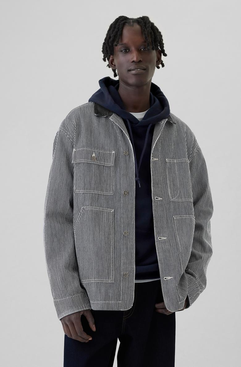  Demir Yolu Çizgili Denim İş Ceket