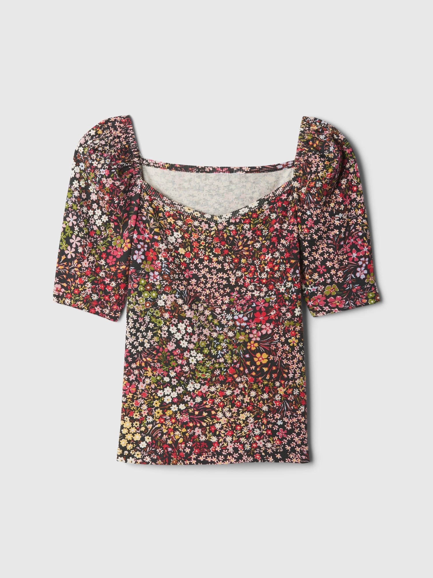 Kalp Yaka Balon Kol T-Shirt_1