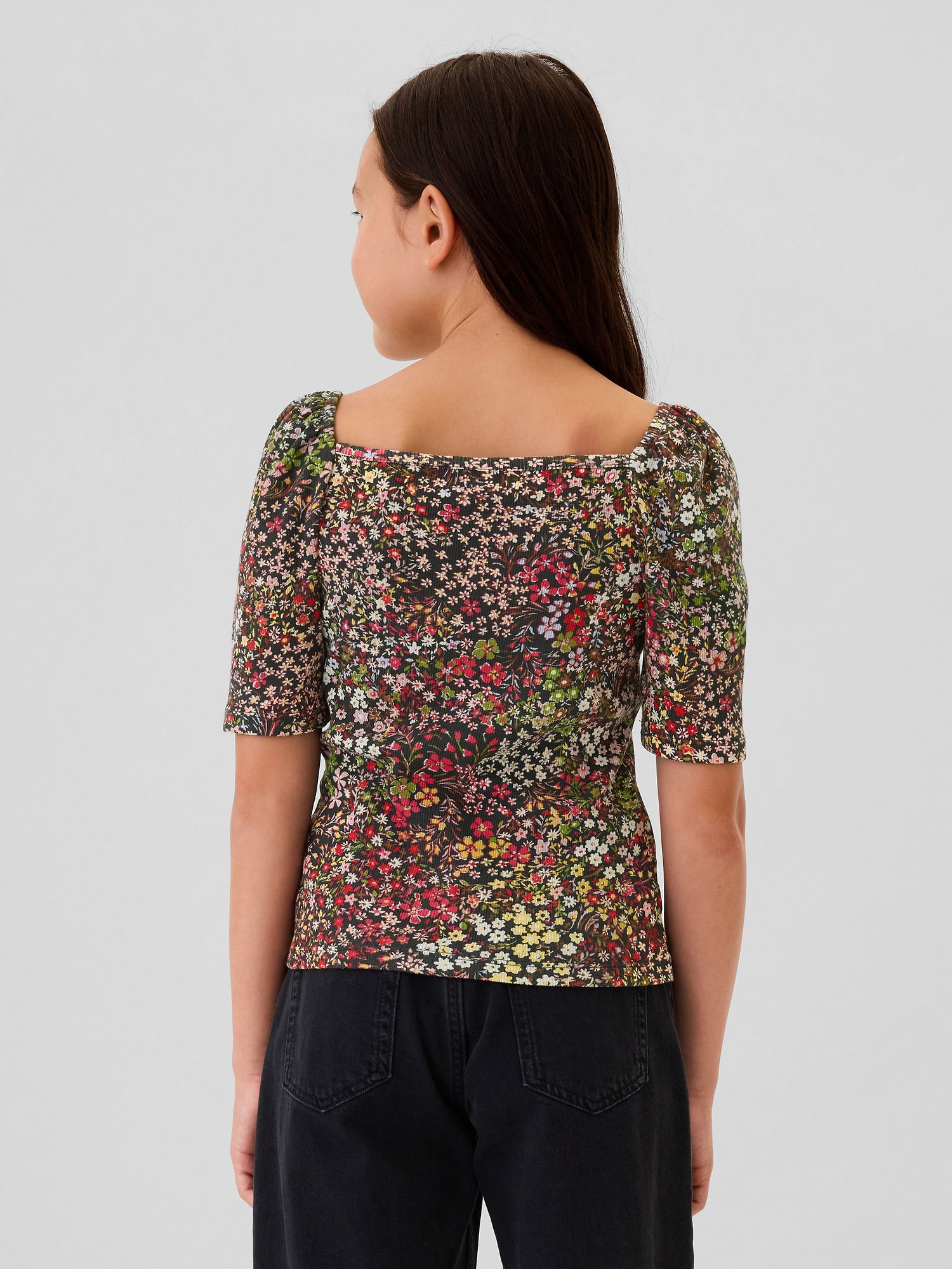 Kalp Yaka Balon Kol T-Shirt_3