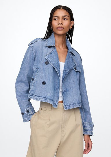 UltraSoft Crop Denim Trençkot