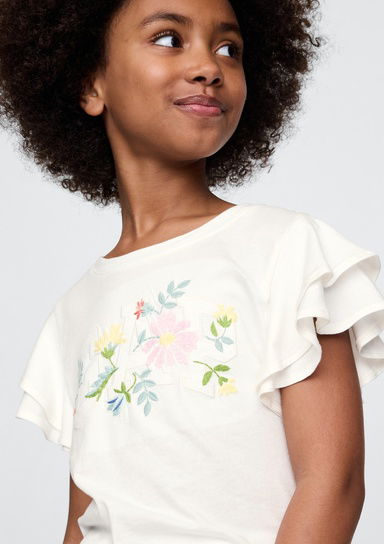 Kids Ruffle Graphic Logo T-shirt