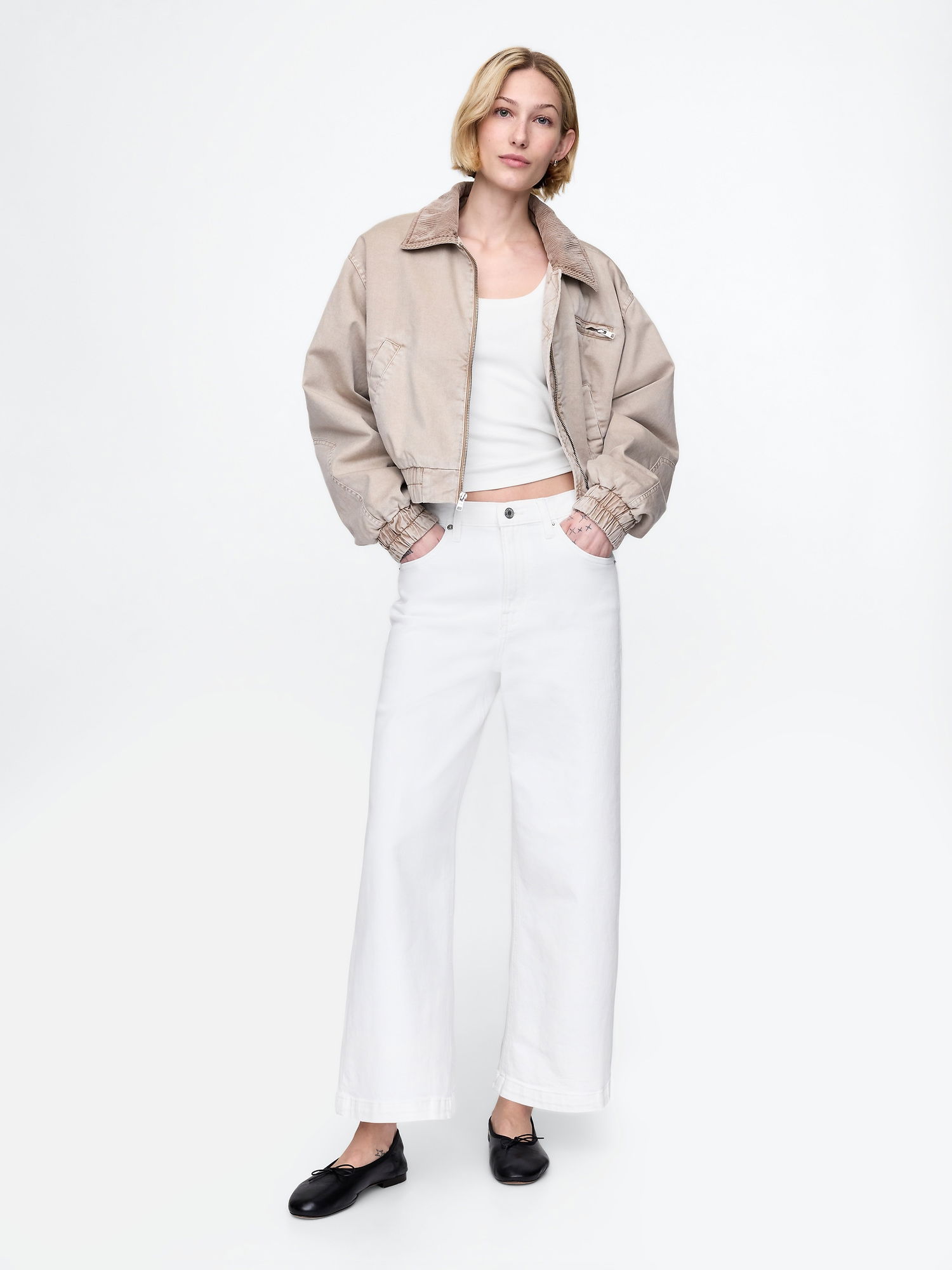 High Rise Stride Wide-Leg Ankle Jean Pantolon product image