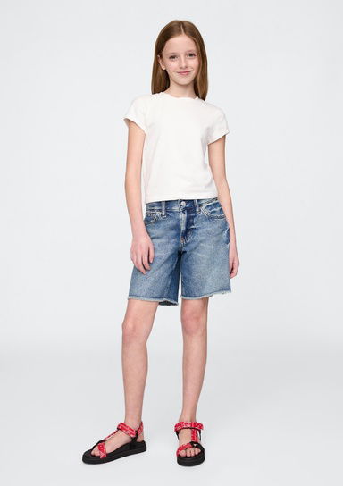 Low Rise Stride Denim Bermuda Şort