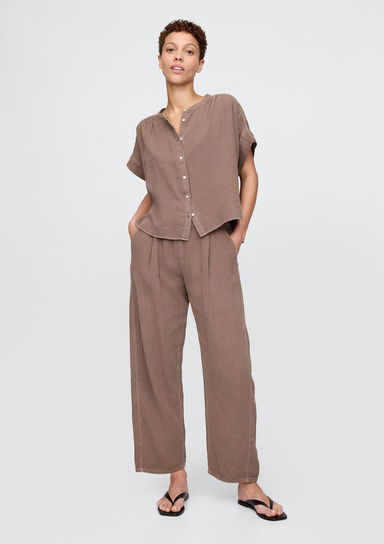 Crinkle Gauze Easy Barrel Pantolon